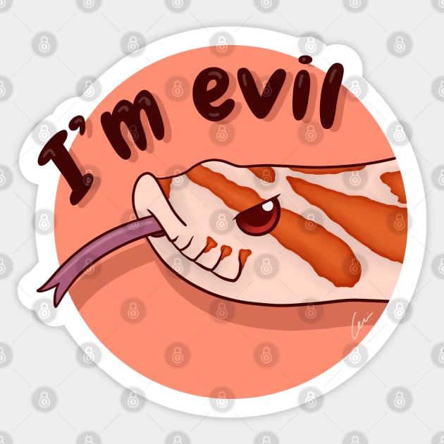 Red Western Hognose Snake, "I'm evil" Sticker by anacecilia
